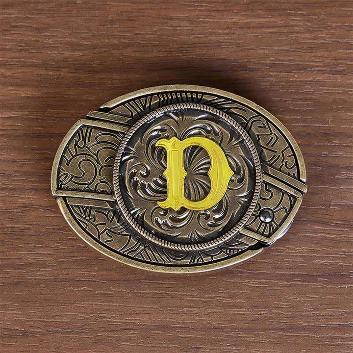 Antikbronze-Ledergürtel mit Initialen-DIY-Versteckmesserschnalle - D - Ohne Gürtel - image 13