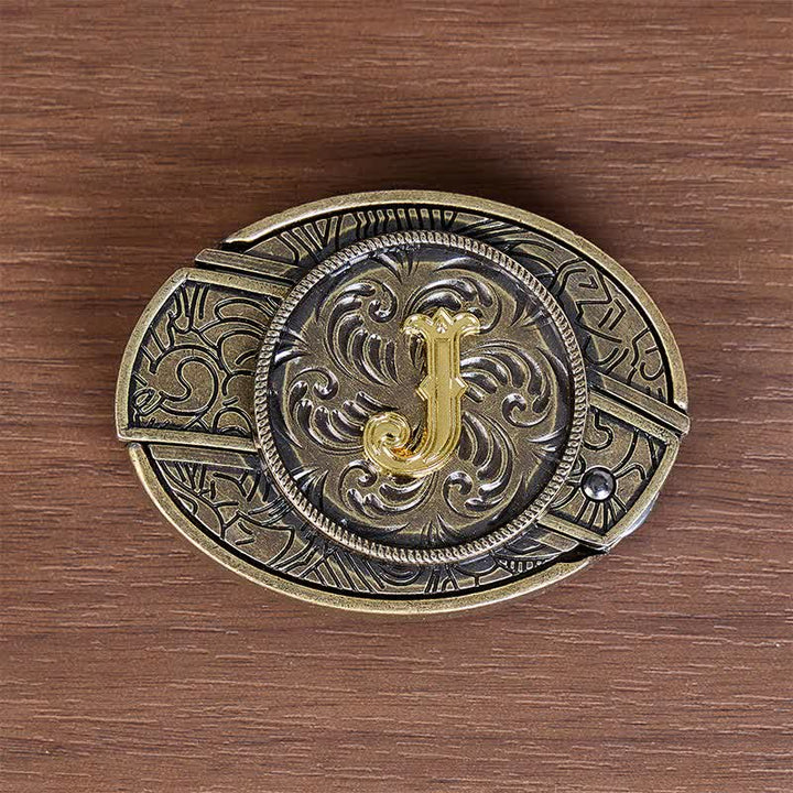 Antikbronze-Ledergürtel mit Initialen-DIY-Versteckmesserschnalle - image 5