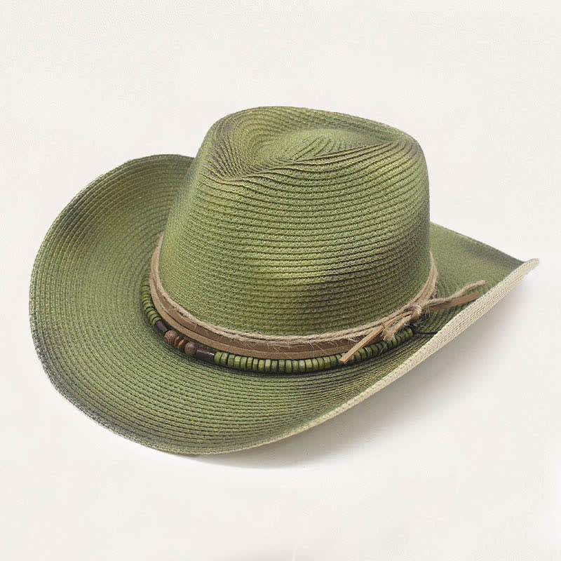 Cowboyhut aus Stroh im Used-Look mit verwaschenem Stil und rustikalem Banddetail - Hellgrün - M (22"-22 7/8") - image 8
