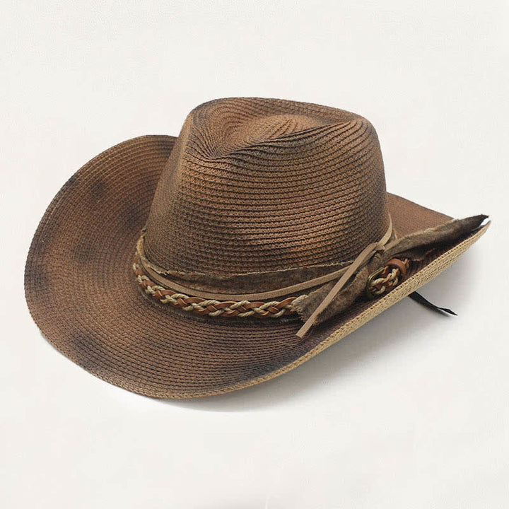 Cowboyhut aus Stroh im Used-Look mit verwaschenem Stil und rustikalem Banddetail - Kaffee - M (22"-22 7/8") - image 6