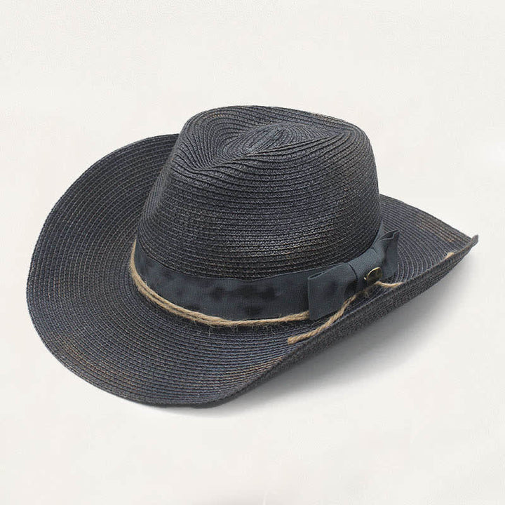 Cowboyhut aus Stroh im Used-Look mit verwaschenem Stil und rustikalem Banddetail - Mitternachtsblau - M (22"-22 7/8") - image 2