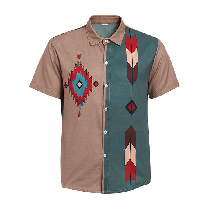 Westernhemd für Herren mit Azteken-Stammesmuster und zweifarbiger Gestaltung - image 9