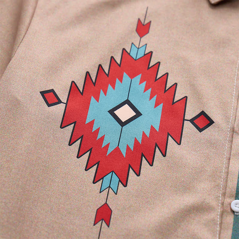 Westernhemd für Herren mit Azteken-Stammesmuster und zweifarbiger Gestaltung - image 6