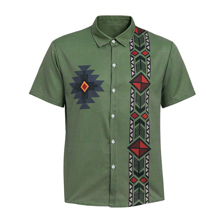 Herren-Westernhemd im Vintage-Stil mit Navajo-inspiriertem Print und zweifarbiger Gestaltung - image 8