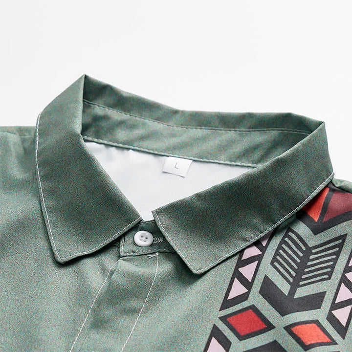 Herren-Westernhemd im Vintage-Stil mit Navajo-inspiriertem Print und zweifarbiger Gestaltung - image 4
