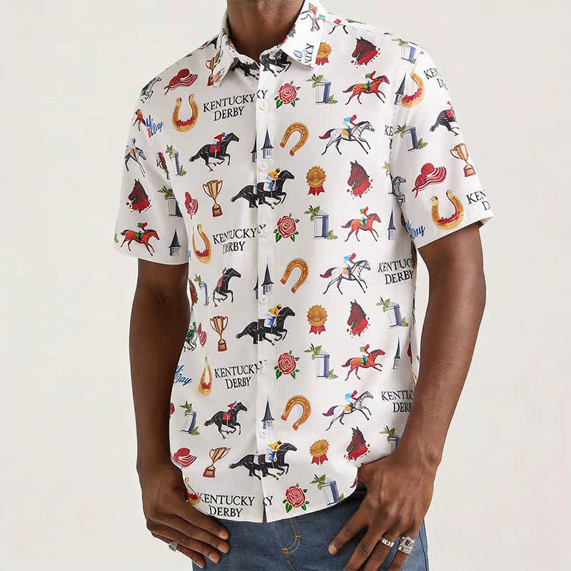 Herrenhemd mit Westernmotiven und Run For The Roses-Print - image 1