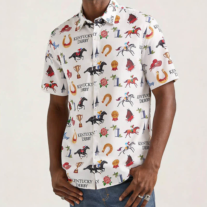 Herrenhemd mit Westernmotiven und Run For The Roses-Print - image 1