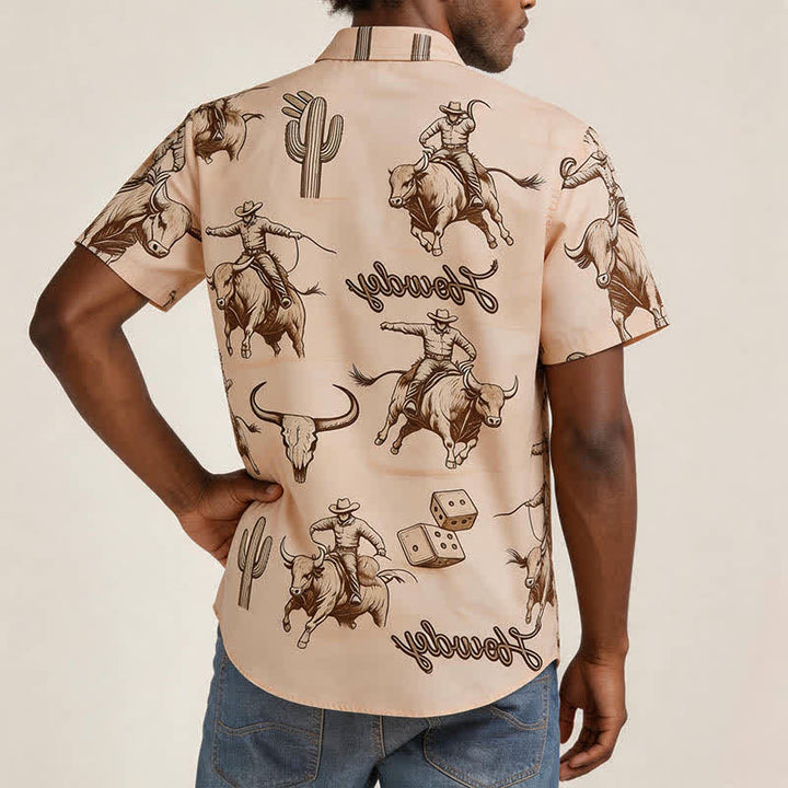Modernes Herren-Retro-Shirt mit Rodeo-Bullenreiter-Print - image 2