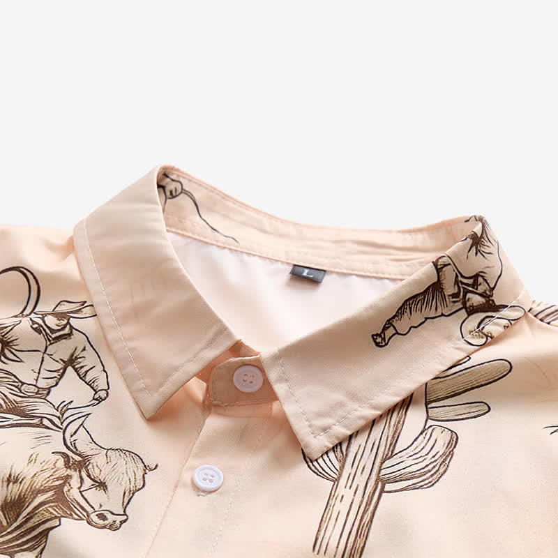 Modernes Herren-Retro-Shirt mit Rodeo-Bullenreiter-Print - image 4