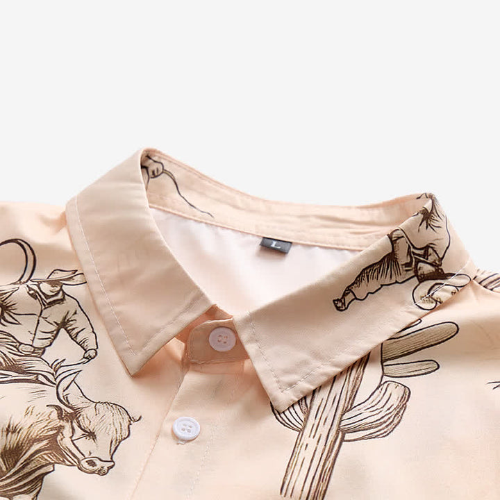 Modernes Herren-Retro-Shirt mit Rodeo-Bullenreiter-Print - image 4