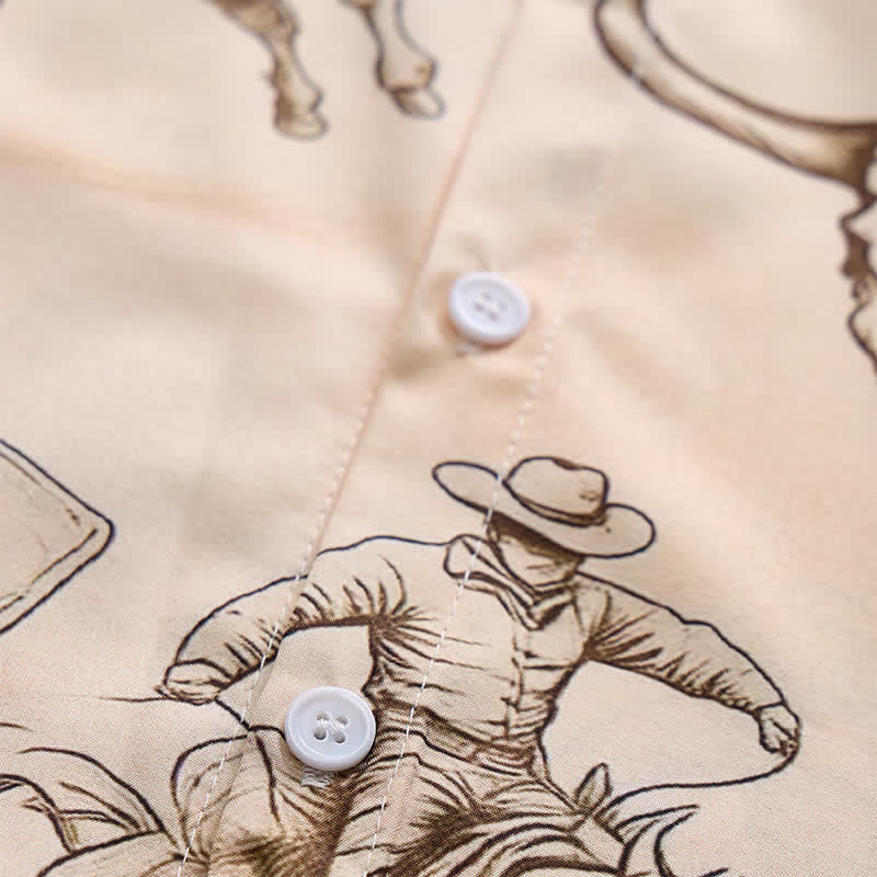Modernes Herren-Retro-Shirt mit Rodeo-Bullenreiter-Print - image 5