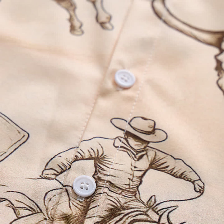 Modernes Herren-Retro-Shirt mit Rodeo-Bullenreiter-Print - image 5