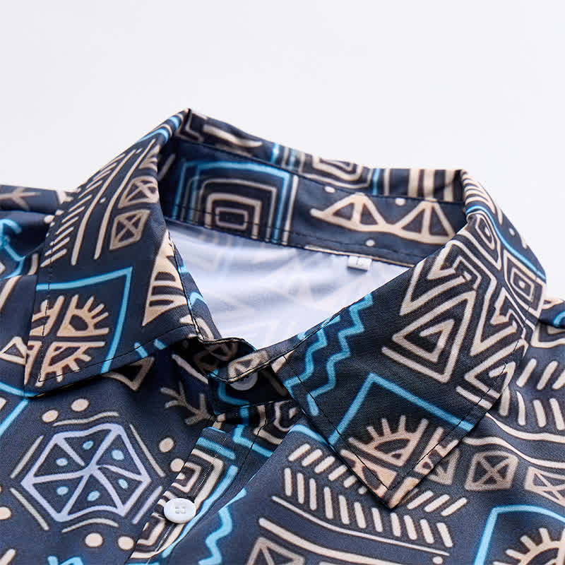 Herrenhemd im Western-Stil mit geometrischem afrikanischem Stammesmuster im Aztekenstil - image 4