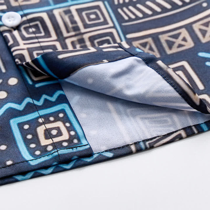 Herrenhemd im Western-Stil mit geometrischem afrikanischem Stammesmuster im Aztekenstil - image 6