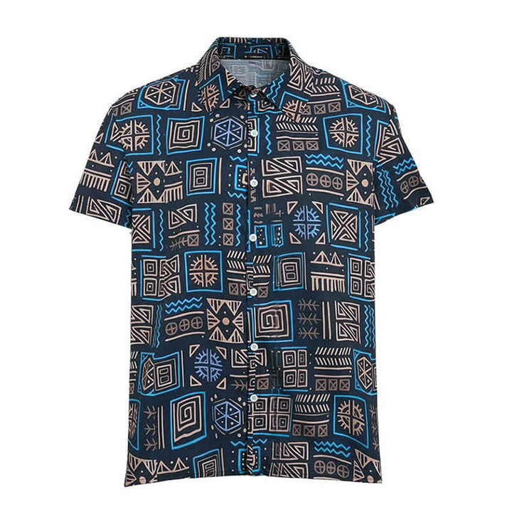 Herrenhemd im Western-Stil mit geometrischem afrikanischem Stammesmuster im Aztekenstil - image 8