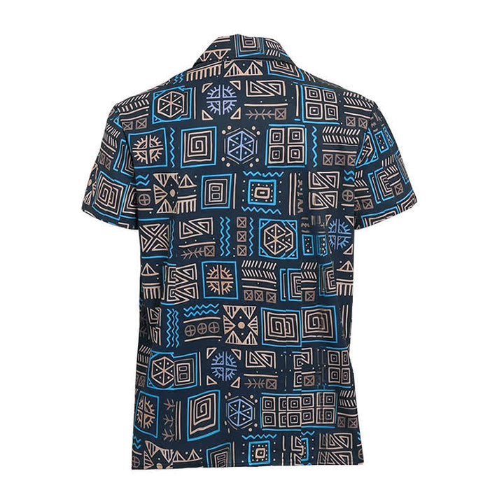 Herrenhemd im Western-Stil mit geometrischem afrikanischem Stammesmuster im Aztekenstil - image 9