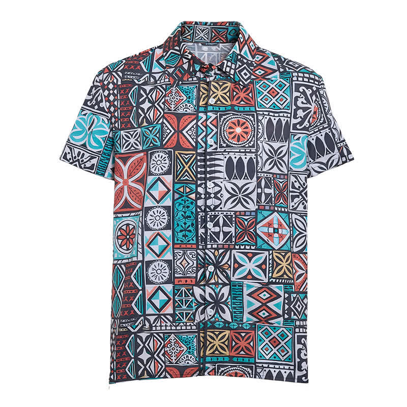 Herrenhemd mit auffälligem Patchwork-Aztekenmuster im Insel-Stammesstil - image 9