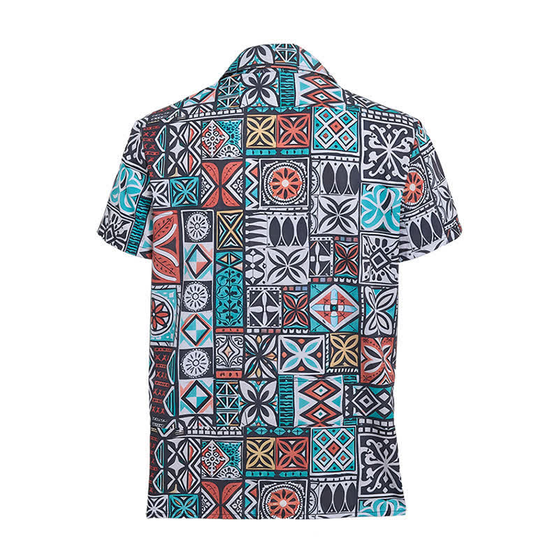 Herrenhemd mit auffälligem Patchwork-Aztekenmuster im Insel-Stammesstil - image 10