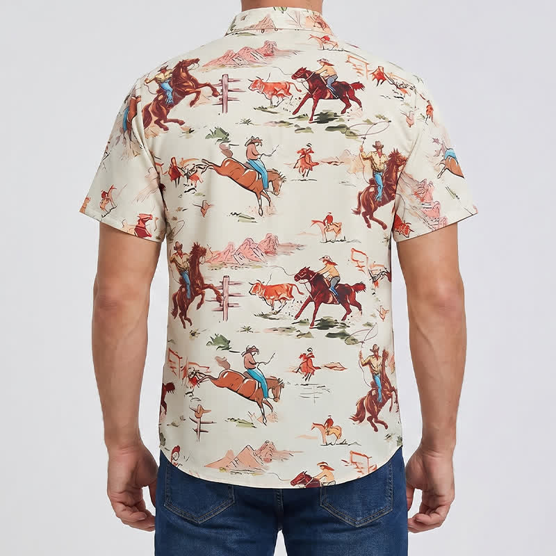 Westernhemd im Retro-Stil mit Cowboy-Lasso- und Pferdeprint für Herren - image 2
