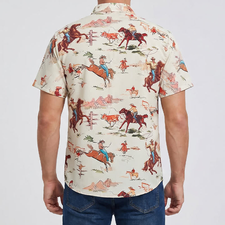 Westernhemd im Retro-Stil mit Cowboy-Lasso- und Pferdeprint für Herren - image 2