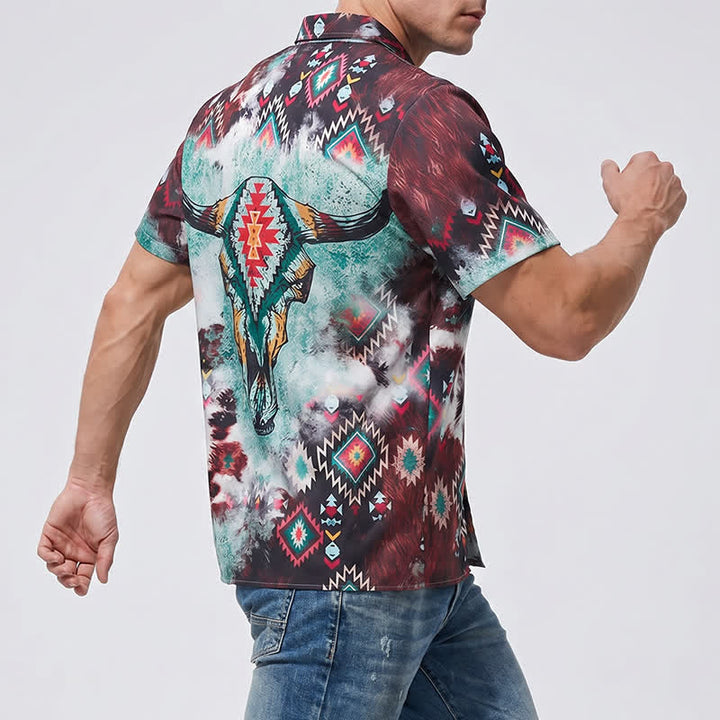 Westernhemd für Herren mit Longhorn-Schädel-Tribal-Print - image 3