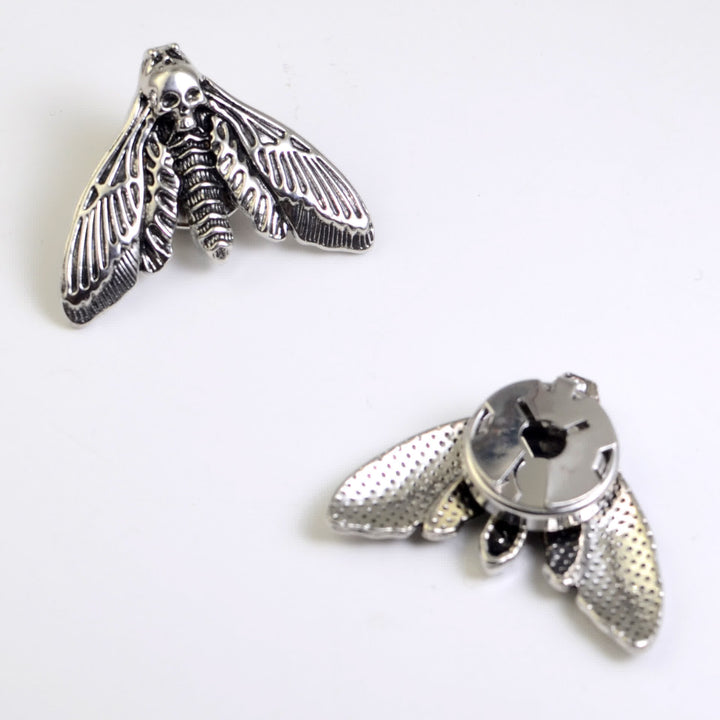 1 Paar Totenkopfmotte-Druckknopf-Hemdknopfabdeckungen - Silber - image 1