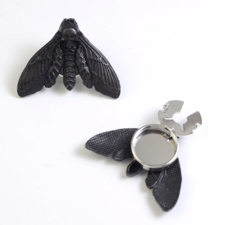 1 Paar Totenkopfmotte-Druckknopf-Hemdknopfabdeckungen - Schwarz - image 7