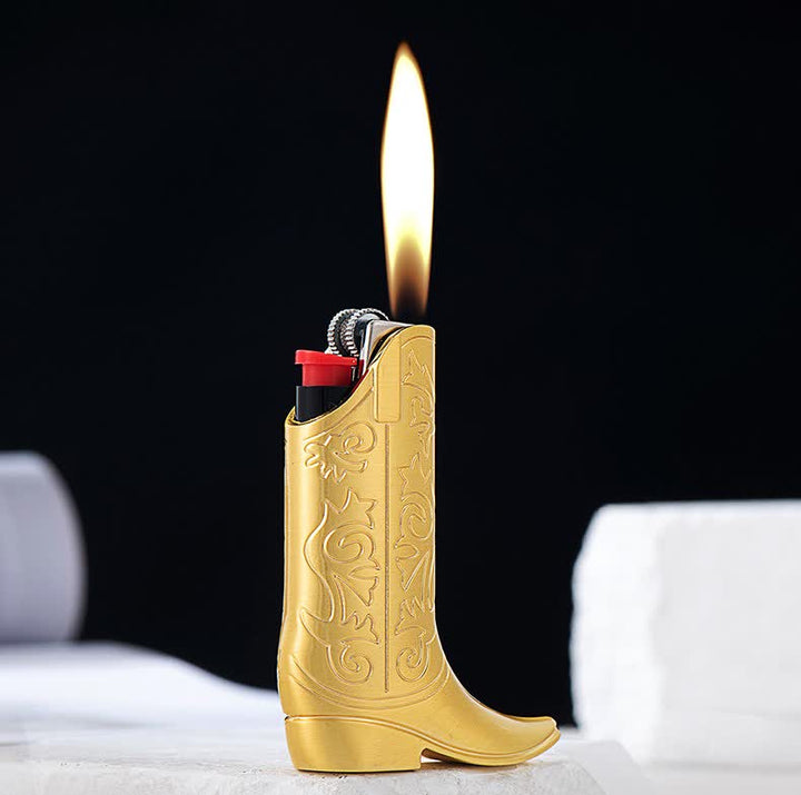 Retro-Feuerzeugetui aus Metall mit Gravur in Form eines Cowboy-Stiefels - image 1