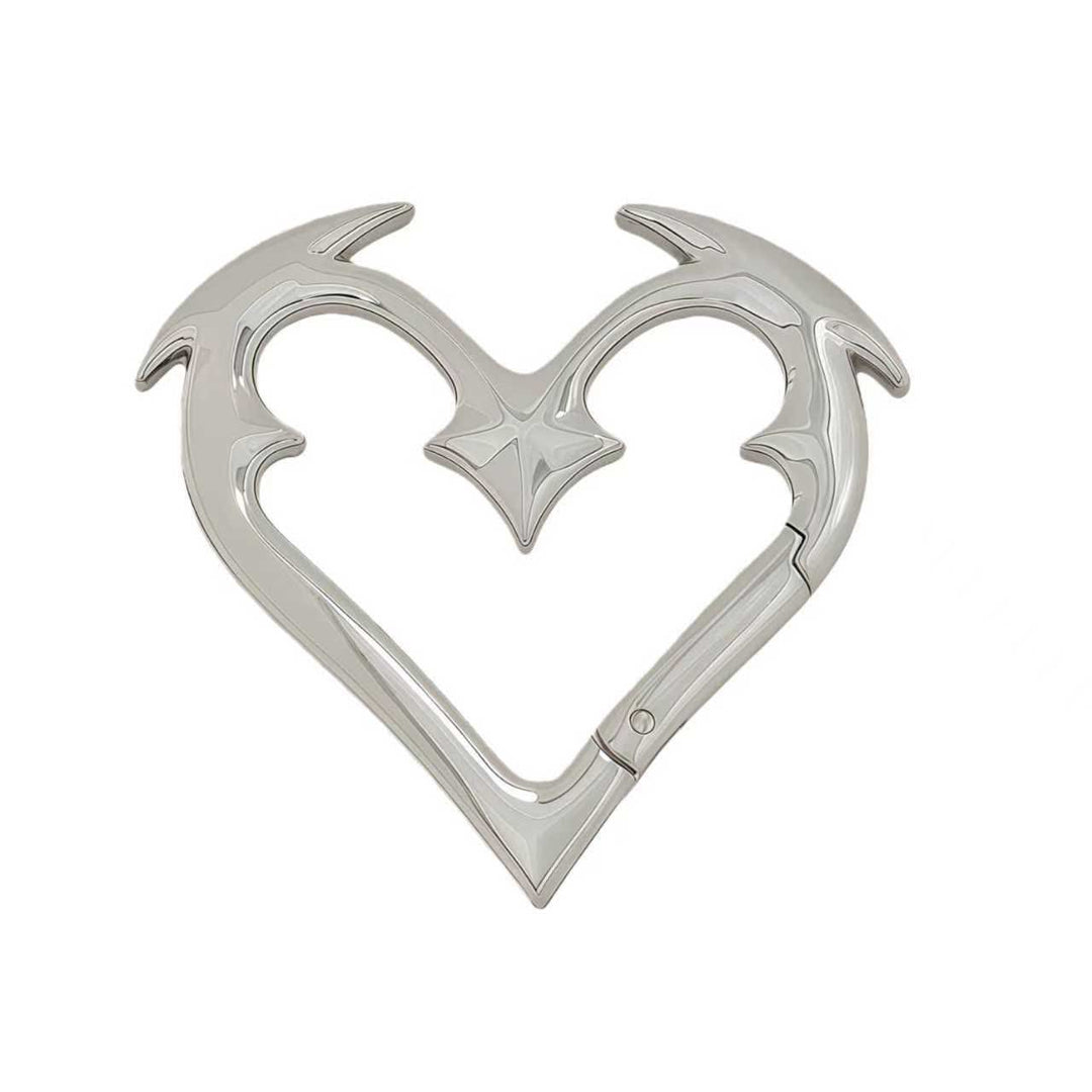 Engelherz-Schlüsselanhänger aus robustem Metall mit Federring zum Selbermachen - Poliertes Silber - image 0