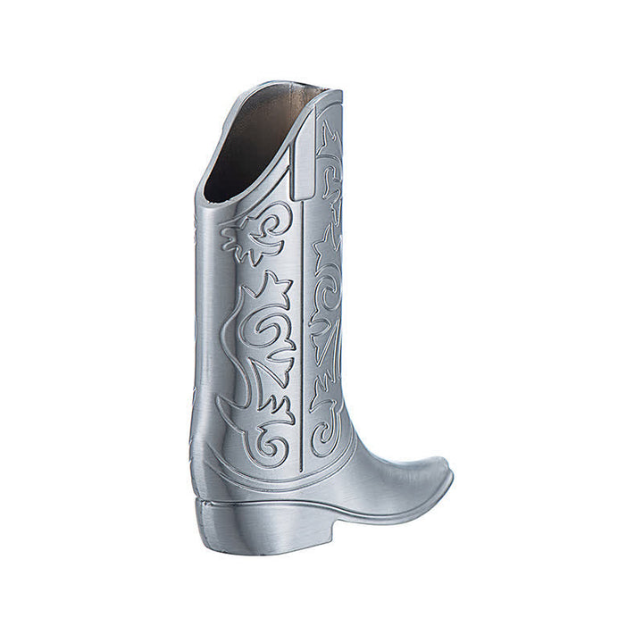 Retro-Feuerzeugetui aus Metall mit Gravur in Form eines Cowboy-Stiefels - Silber - image 6