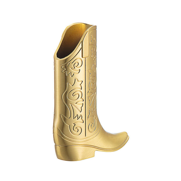 Retro-Feuerzeugetui aus Metall mit Gravur in Form eines Cowboy-Stiefels - Gold - image 2