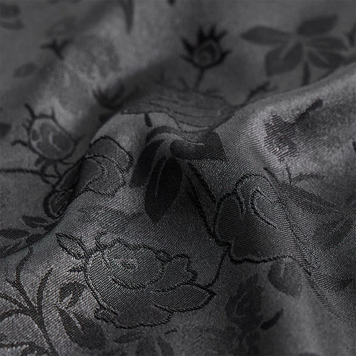 Herren-Langarmhemd mit Jacquard-Rosenmuster, verdeckter Knopfleiste und Rosenmuster - image 8