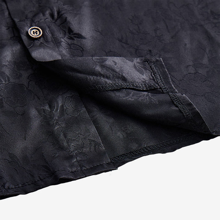 Herren-Langarmhemd mit Jacquard-Rosenmuster, verdeckter Knopfleiste und Rosenmuster - image 10