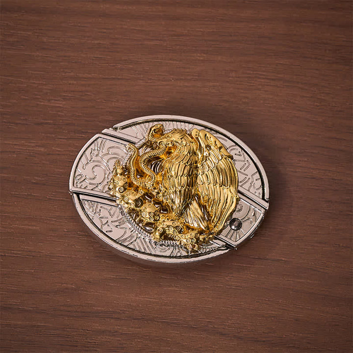 Goldener Adler Schlangen-DIY-Klappmesser mit versteckter Klappe, silberne Schnalle, Ledergürtel - image 9