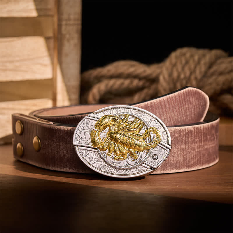 Silberner und goldener gotischer Skorpion-DIY-Klappmessergürtel mit Schnalle - Skorpion - Brauner, abgenutzter Gürtel - 42 - image 5