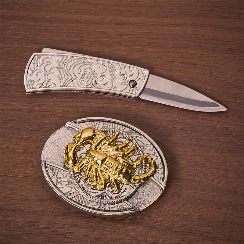 Silberner und goldener gotischer Skorpion-DIY-Klappmessergürtel mit Schnalle - image 1