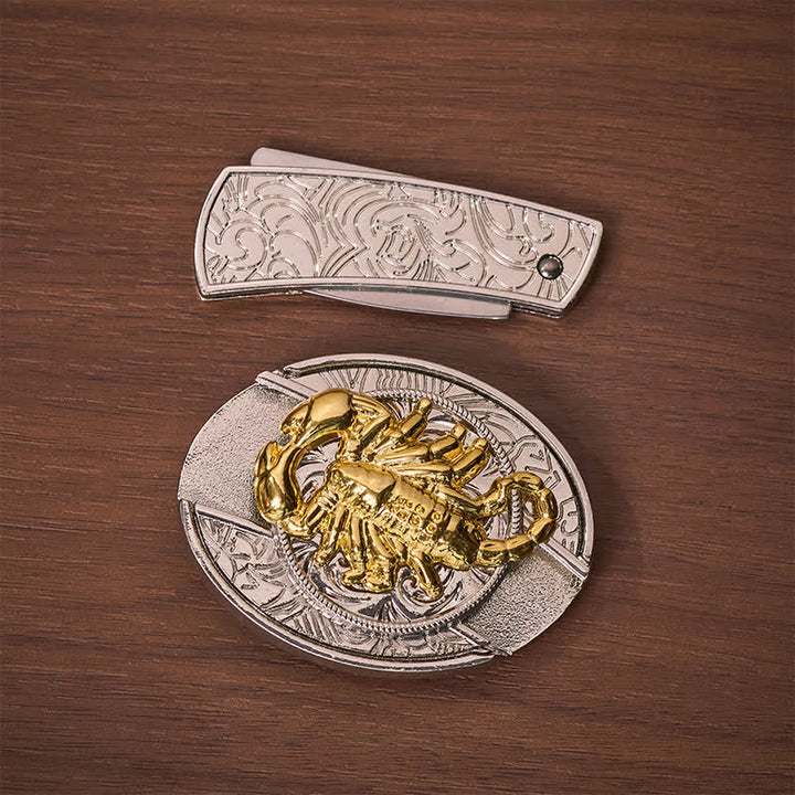 Silberner und goldener gotischer Skorpion-DIY-Klappmessergürtel mit Schnalle - image 10