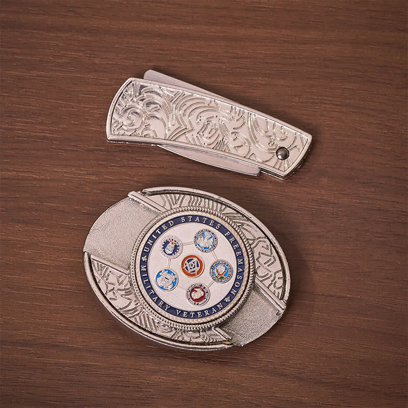 US-Militärveteran, Freimaurer, DIY-Gürtel mit versteckter Klappmesserschnalle, Ledergürtel - image 10