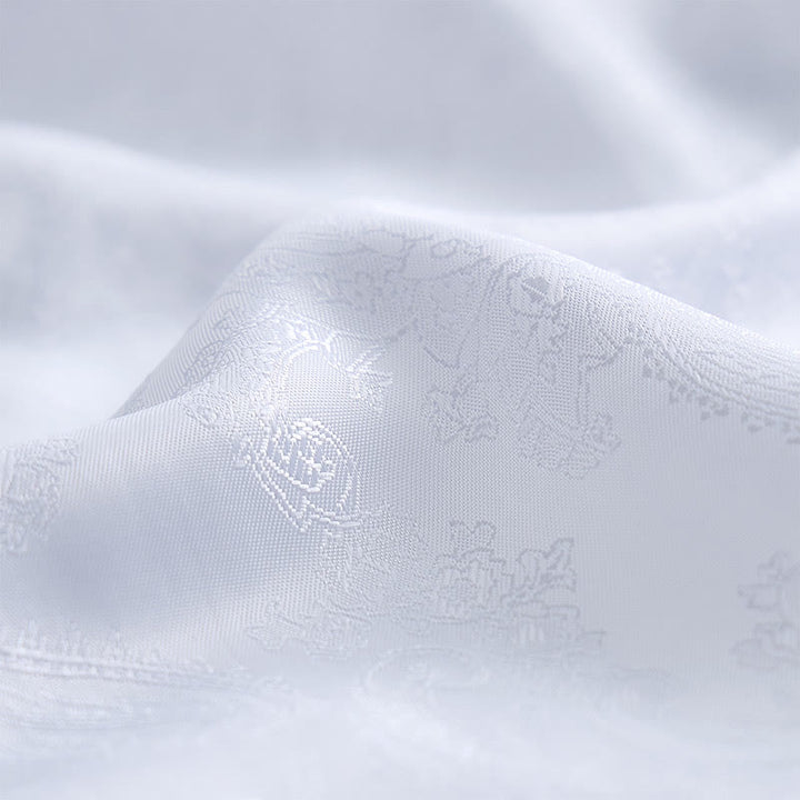 Herrenhemd aus dunklem Jacquard-Satin mit Rosenmuster, Stehkragen und langen Ärmeln - image 9