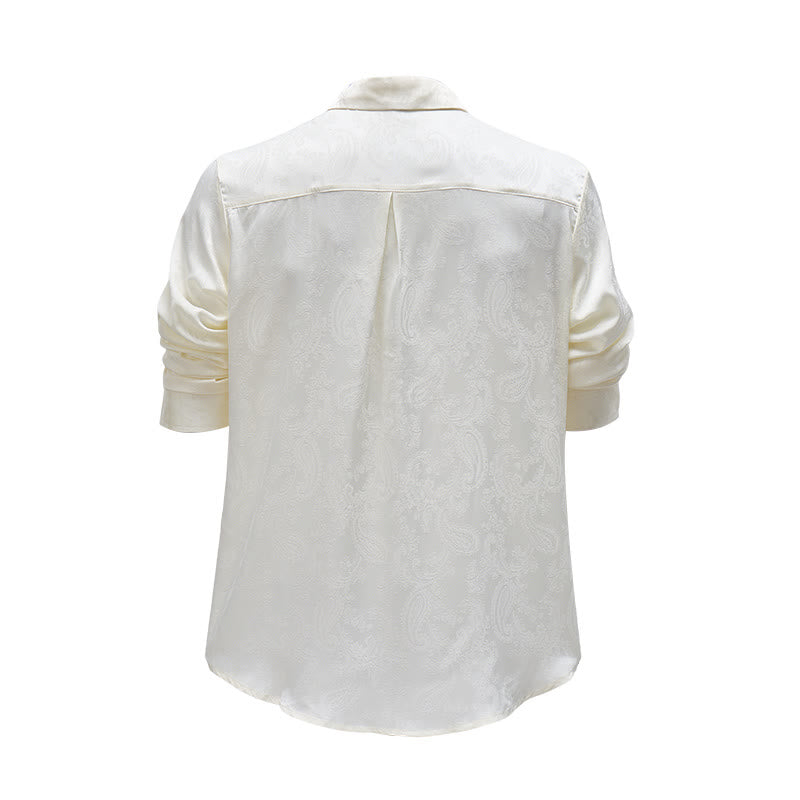 Britisches Retro-Hochzeitshemd für Herren aus Satin mit Paisley-Jacquardmuster - image 17