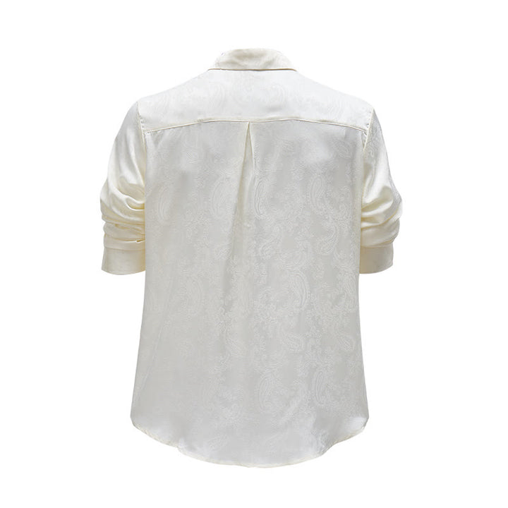 Britisches Retro-Hochzeitshemd für Herren aus Satin mit Paisley-Jacquardmuster - image 17