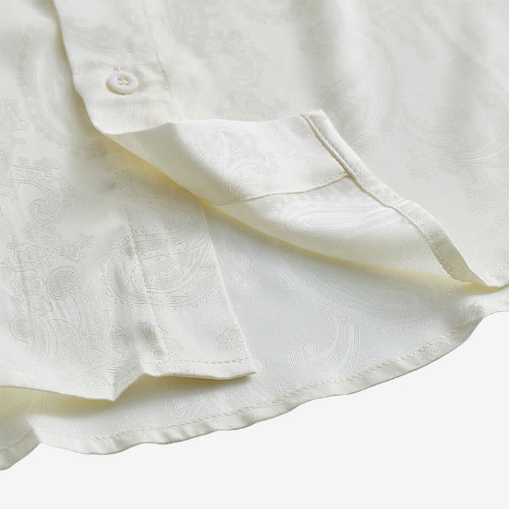 Britisches Retro-Hochzeitshemd für Herren aus Satin mit Paisley-Jacquardmuster - image 20