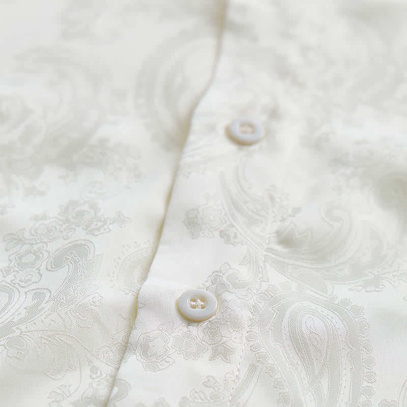 Britisches Retro-Hochzeitshemd für Herren aus Satin mit Paisley-Jacquardmuster - image 19