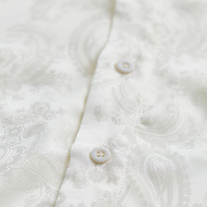 Britisches Retro-Hochzeitshemd für Herren aus Satin mit Paisley-Jacquardmuster - image 19