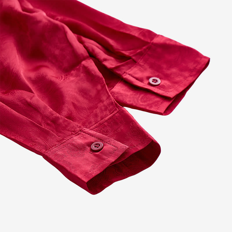 Britisches Retro-Hochzeitshemd für Herren aus Satin mit Paisley-Jacquardmuster - image 16