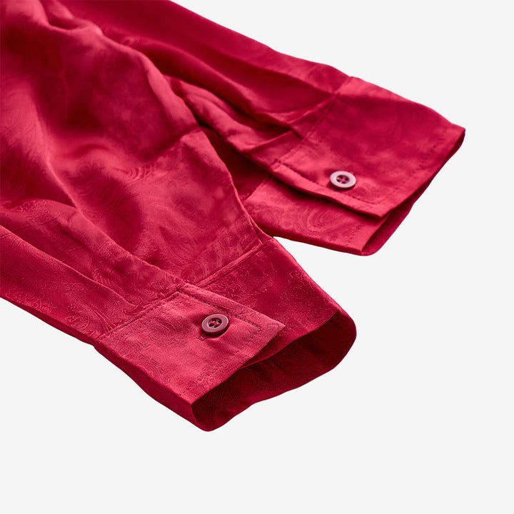 Britisches Retro-Hochzeitshemd für Herren aus Satin mit Paisley-Jacquardmuster - image 16