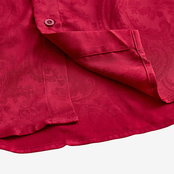 Britisches Retro-Hochzeitshemd für Herren aus Satin mit Paisley-Jacquardmuster - image 15