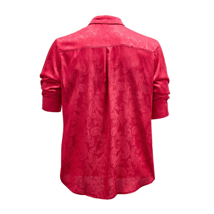 Britisches Retro-Hochzeitshemd für Herren aus Satin mit Paisley-Jacquardmuster - image 11