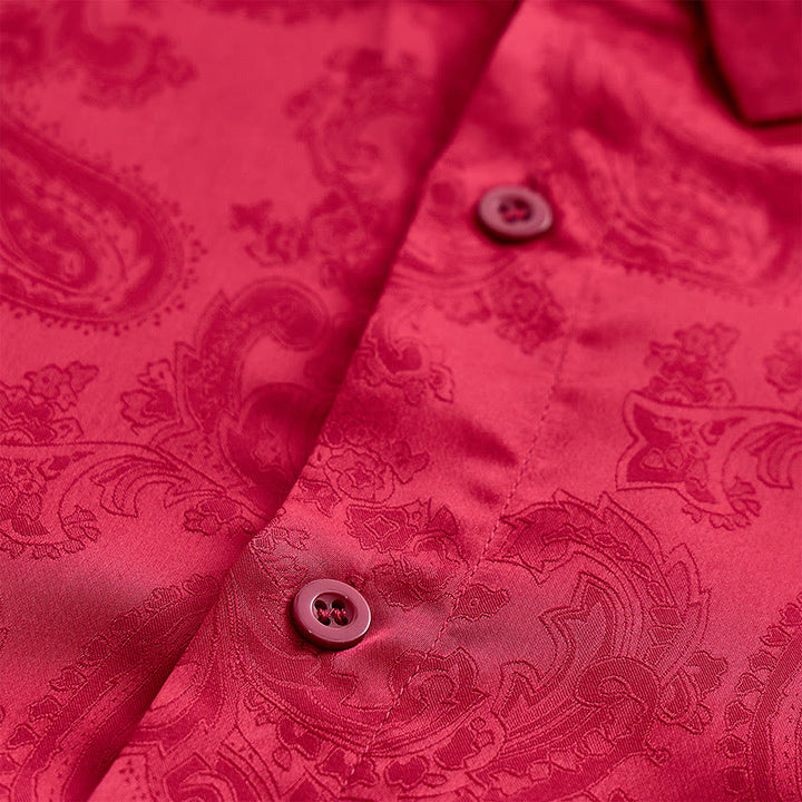 Britisches Retro-Hochzeitshemd für Herren aus Satin mit Paisley-Jacquardmuster - image 13