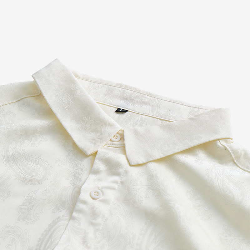 Britisches Retro-Hochzeitshemd für Herren aus Satin mit Paisley-Jacquardmuster - image 18
